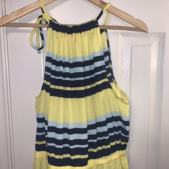 Joe Fresh Yellow Blue Stripe Halter Top Casual Summer Dress Size Large - Picture 3 of 10